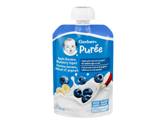 Apple Banana Blueberry Yogurt Purée, Made With Real Fruit and Yogurt