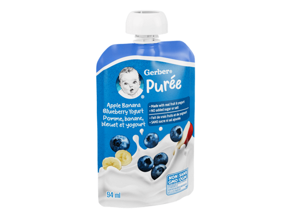 Apple Banana Blueberry Yogurt Purée, Made With Real Fruit and Yogurt